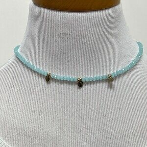 Ellika Blue Beads Gold-tone Women's Fashion Choker Necklace NWOT